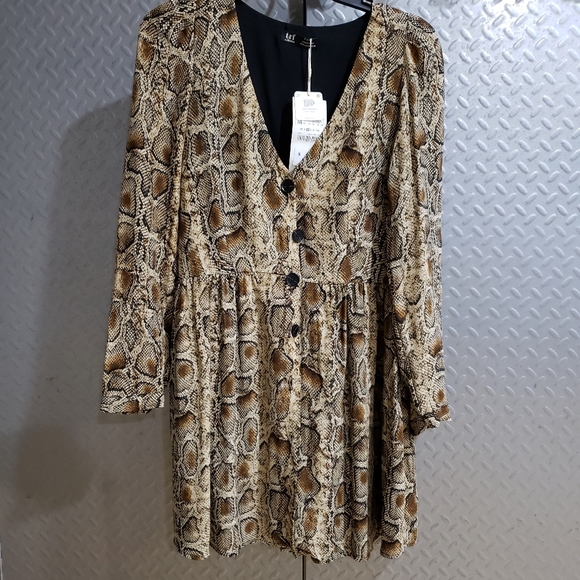 NWT ZARA snakeskin print dress (M) 🐍 earth brown palette - Picture 2 of 9